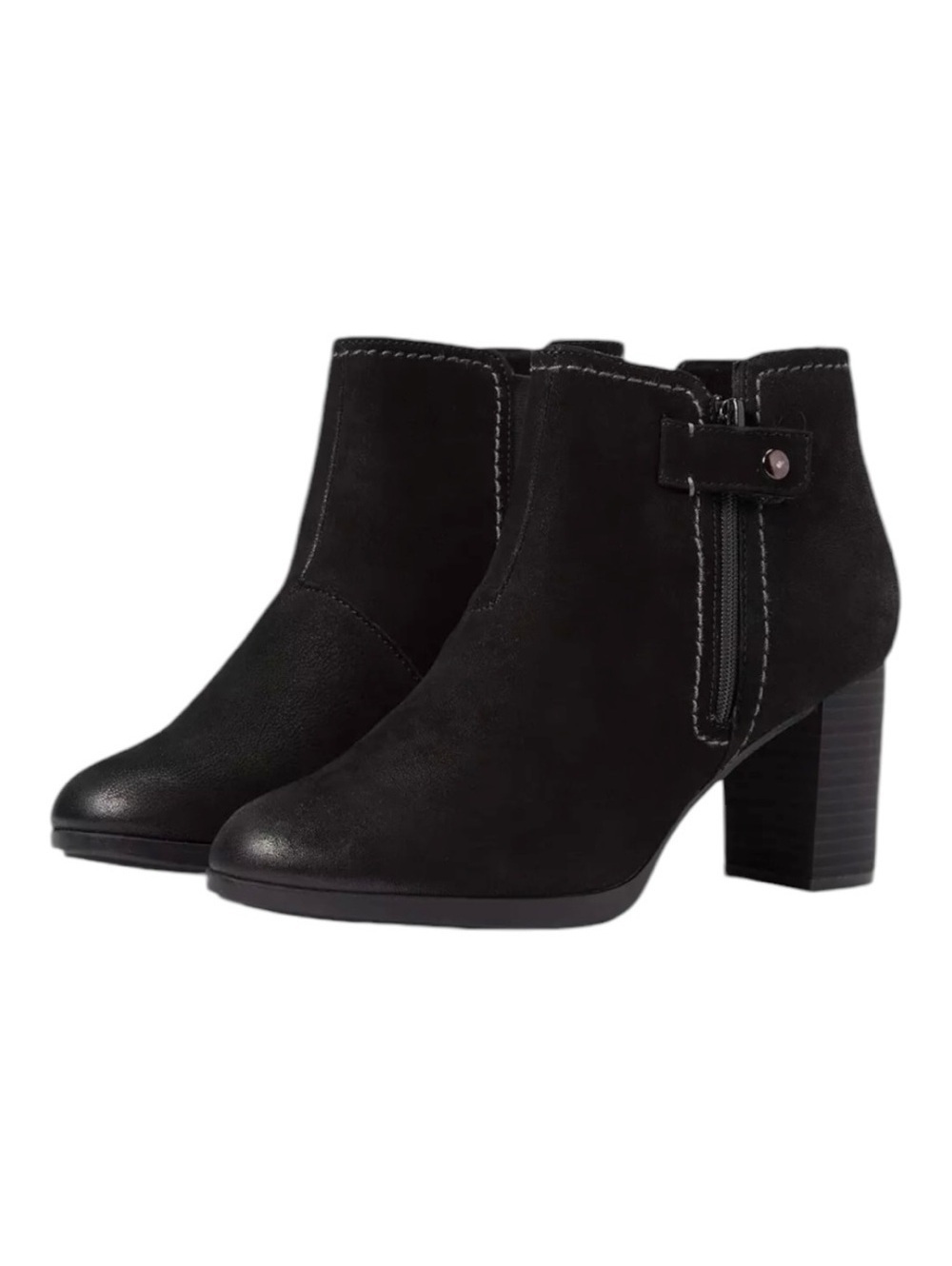 Clarks Women’s Black Bayla Glow Nubuck Leather Ankle Bootie Size 9.5 W